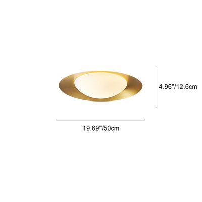 Modern Minimalist Round Copper Glass LED Flush Mount Ceiling Light For Living Room