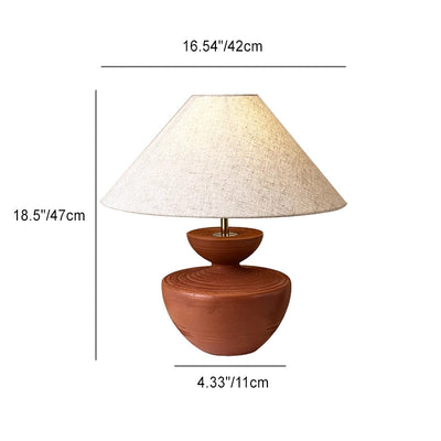 Traditional Japanese Jar Resin Fabric 1-Light Table Lamp For Living Room