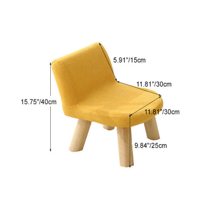 Contemporary Creative Square Cotton Linen Solid Wood Chair Backrest Armless For Living Room