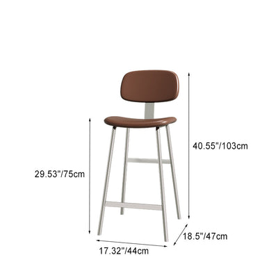 Contemporary Industrial Curved PU Leather Iron Legs Bar Stool Backrest Footrest For Dining Room