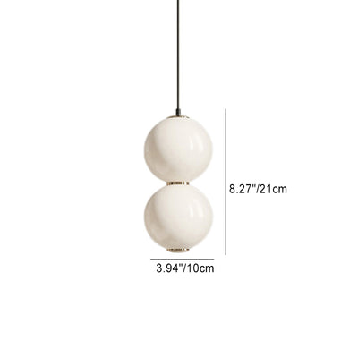 Contemporary Scandinavian Double Orb Hardware Glass LED Pendant Light For Bedroom