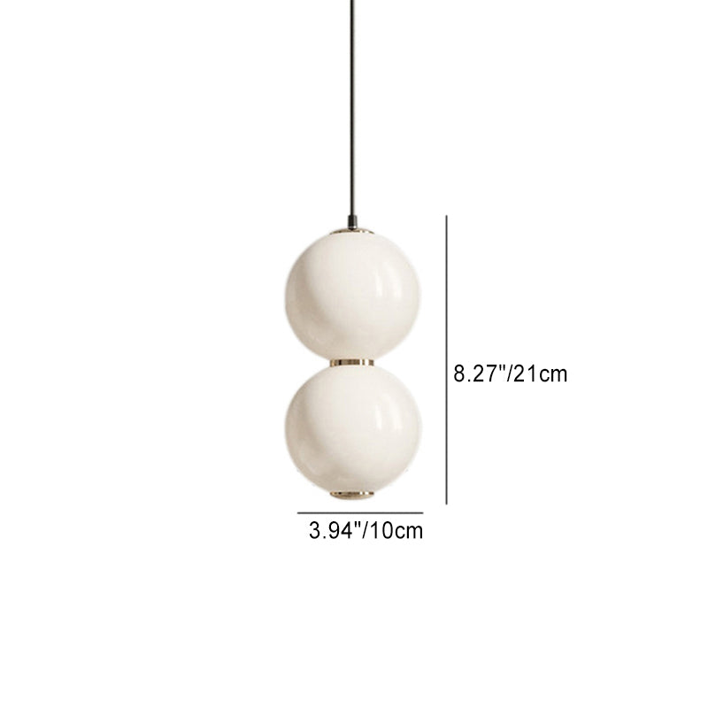 Contemporary Scandinavian Double Orb Hardware Glass LED Pendant Light For Bedroom