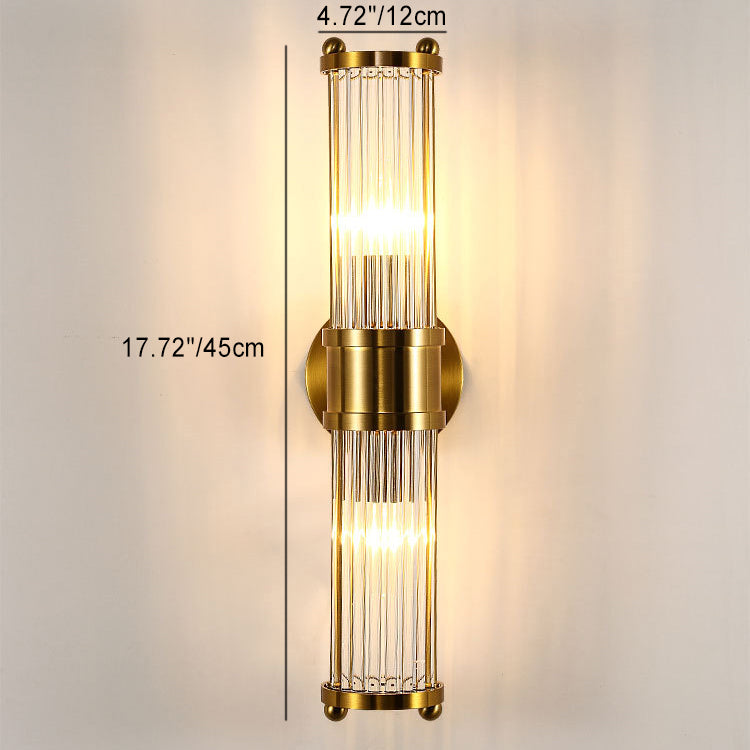 Contemporary Scandinavian Cylinder Multi-Length Disc Base Iron Crystal 1/2 Light Wall Sconce Lamp For Living Room