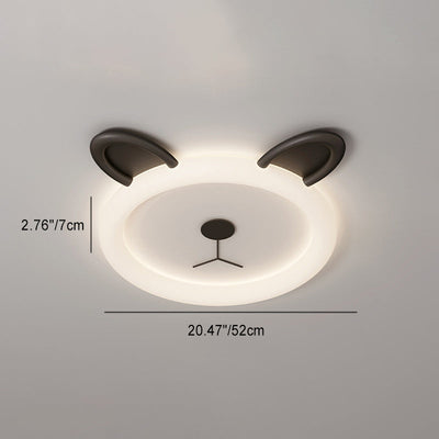 Contemporary Creative Cartoon Panda PE Resin LED Kids Flush Mount Ceiling Light For Bedroom