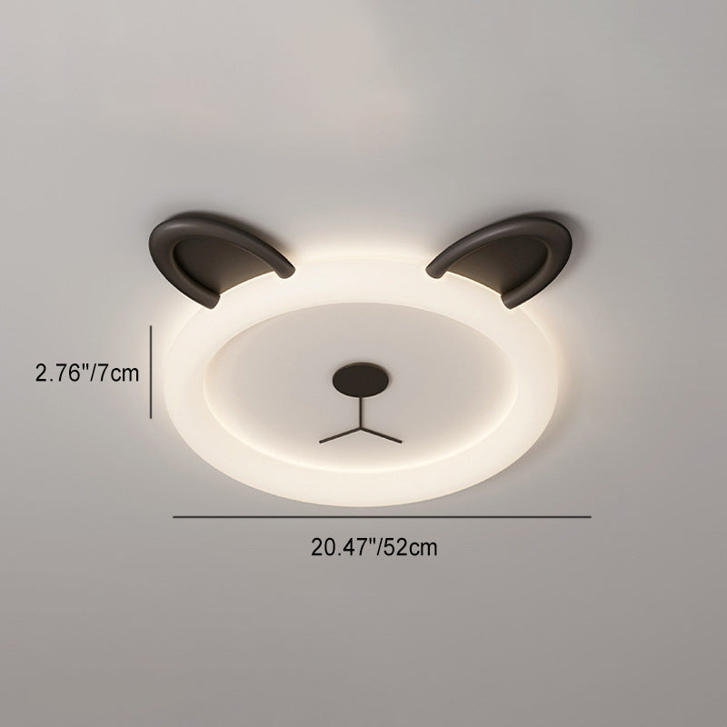 Contemporary Creative Cartoon Panda PE Resin LED Kids Flush Mount Ceiling Light For Bedroom