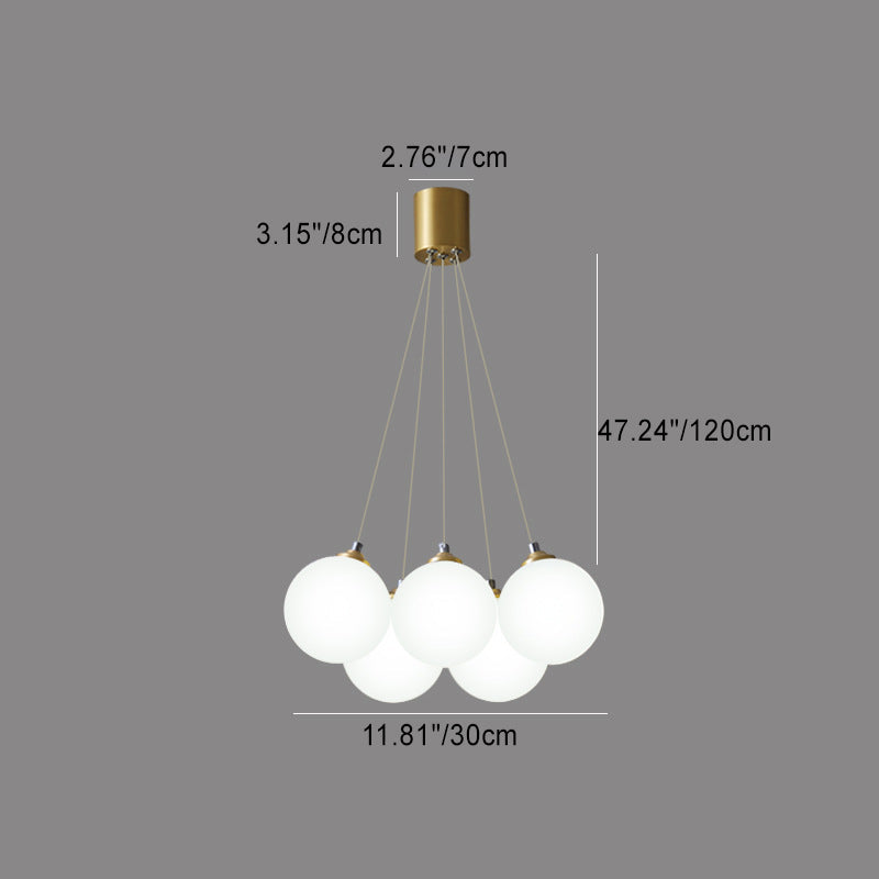 Contemporary Creative Orb Balloon Copper Glass 4/5/7 Light Chandelier For Living Room