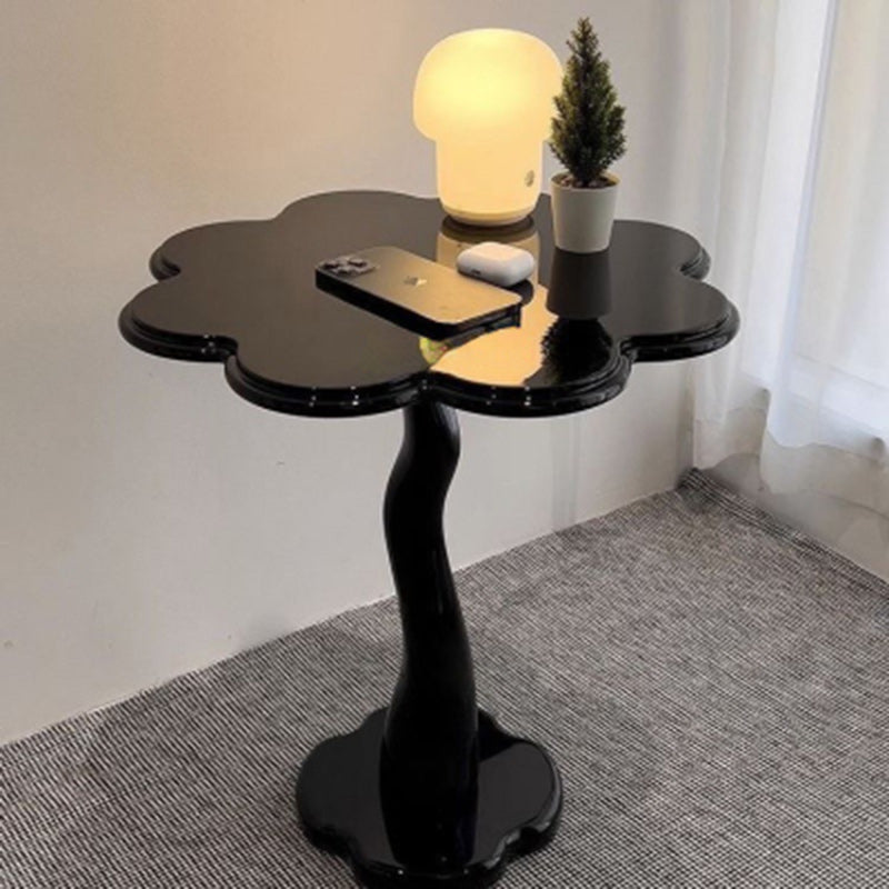 Contemporary Scandinavian Petal Flower Glass Stainless Steel End Table 1-Tier For Living Room