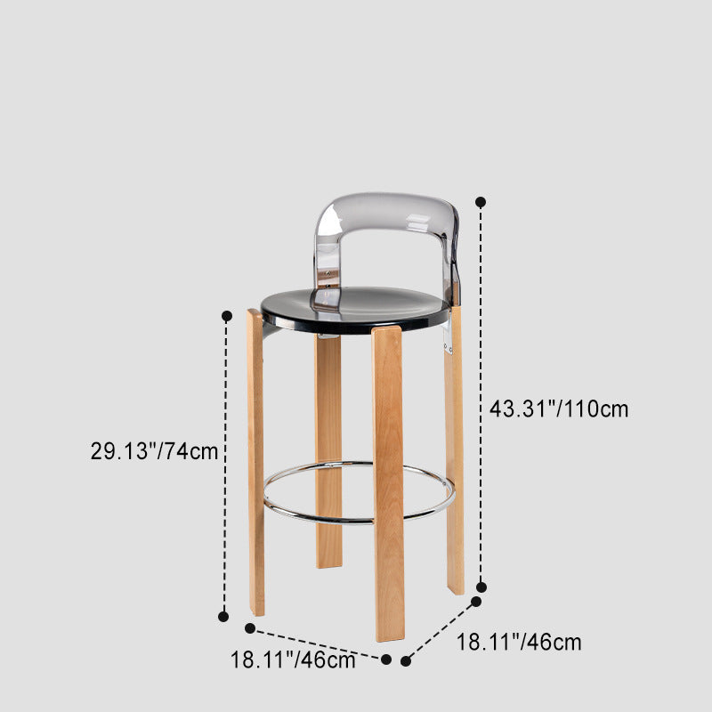 Modern Minimalist Round Wooden ABS PC Chair Four Legs Backrest For Living Room