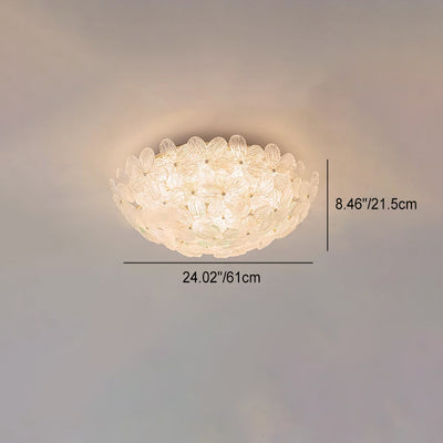 Modern Luxury Carbon Steel Glass Dome Floral 10/16 Light Semi-Flush Mount Ceiling Light For Living Room