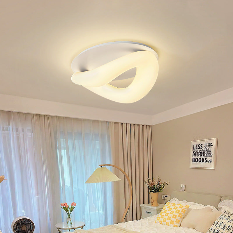 Modern Minimalist PE Wave Ring Hardware LED Flush Mount Ceiling Light For Bedroom