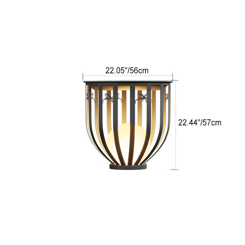 Modernes minimalistisches rundes Käfigregal im Freien wasserdichtes 1-Licht-Landschaftslicht für den Garten 