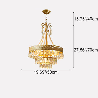 Modern Luxury Crown Copper Glass 3/6/9 Lights Chandelier For Living Room