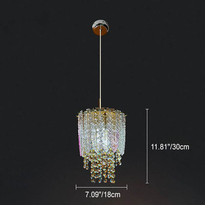 Modern Creative Crystal Cylinder 1-Light Pendant Light For Living Room