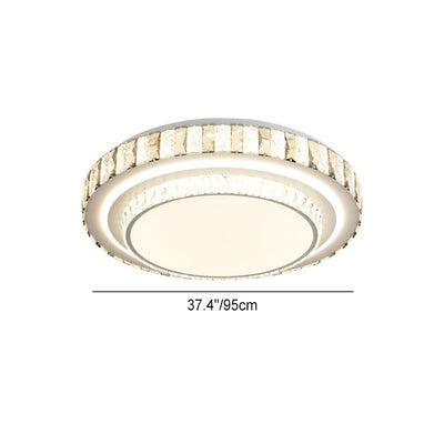 Modern Minimalist Round Acrylic Crystal Iron LED Flush Mount Ceiling Light For Bedroom