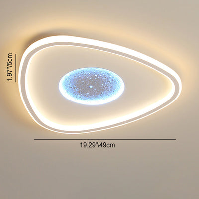 Modern Minimalist Lunar Surface Round Cloud Triangle Square Acrylic Iron LED Flush Mount Ceiling Light For Bedroom