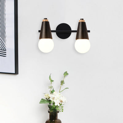 Modern Simplicity Wood Iron Horn Cone 1/2/3 Light Wall Sconce Lamp For Bedside