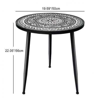 Contemporary Simplicity Pattern Wood Iron Round Coffee Table For Living Room