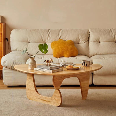 Traditional Japanese Triangle Rubber Wood Coffee Table For Living Room