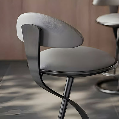 Modern Luxury Round Leather Upholstery Metal Frame Swivel Counter Stool Low Back Footrest For Kitchen