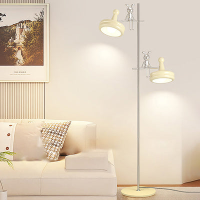 Modern Minimalist Round Spherical Iron Glass 2-Light Standing Floor Lamp For Living Room