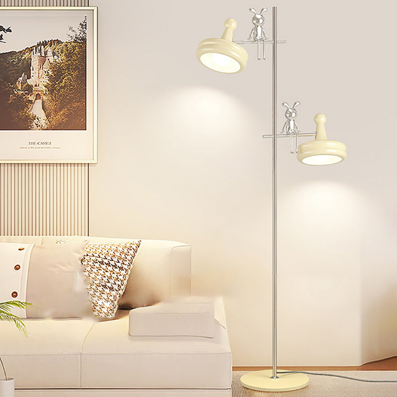 Modern Minimalist Round Spherical Iron Glass 2-Light Standing Floor Lamp For Living Room