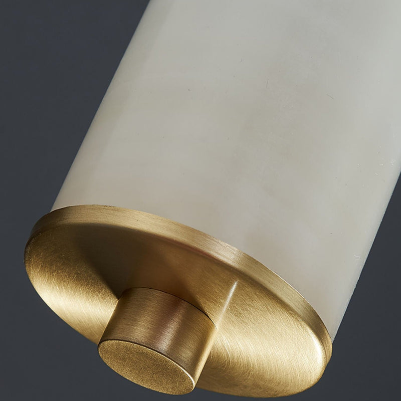 Modern Minimalist Cylinder Copper Jade LED Pendant Light For Bedroom