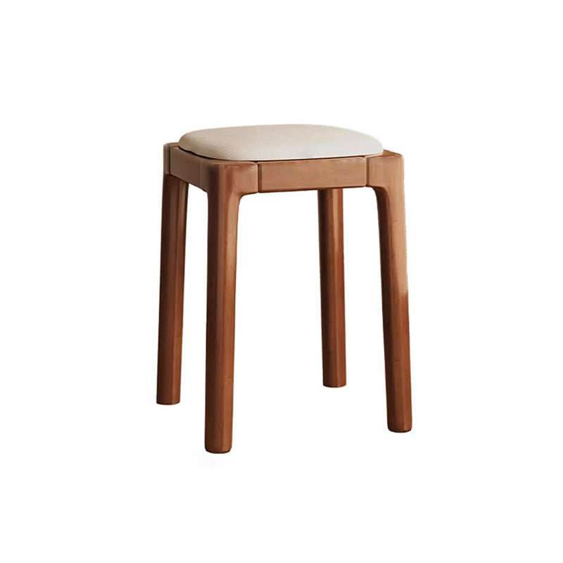 Modern Simplicity Wood Leather Sponge Square Vanity Stool Backless For Bedroom