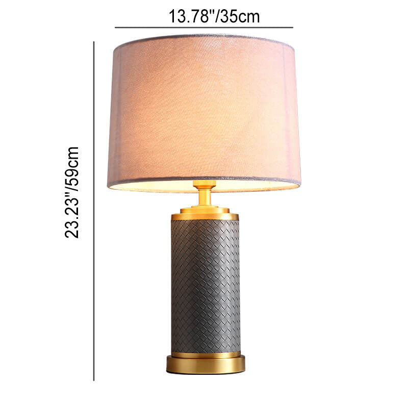 European Light Luxury Full Copper Fabric Lampshade 1-Light Table Lamp