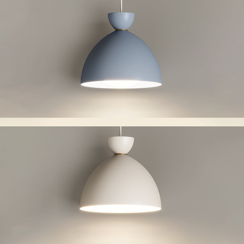 Modern Minimalist Cream Round Bowl Cone Iron 1-Light Pendant Light For Living Room