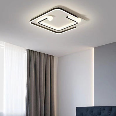 Modern Minimalist Iron Silica Rectangular Square Round LED Flush Mount Ceiling Light For Living Room