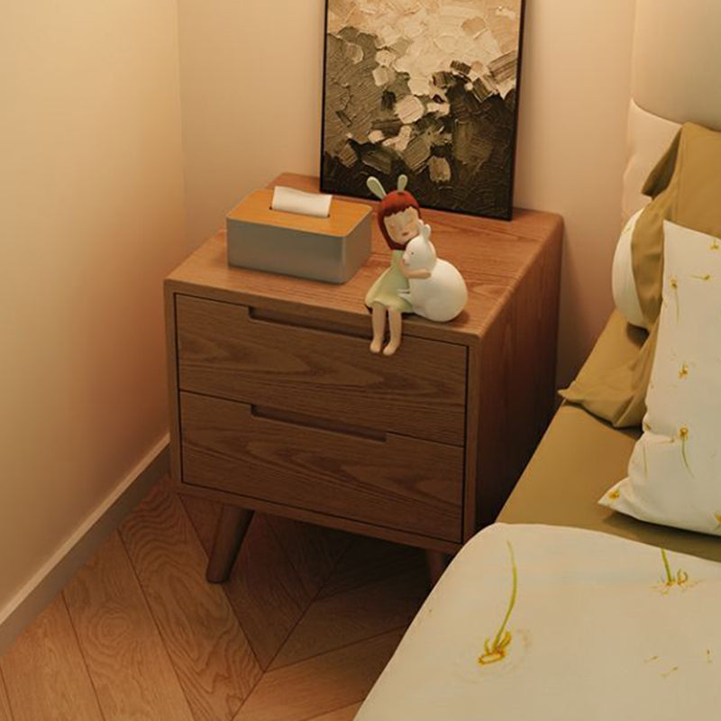 Modern Simplicity Square Rubber Wood Nightstand 1/2 Drawer For Bedside