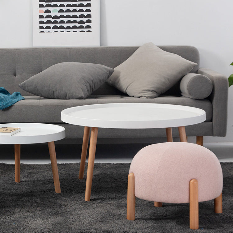 Contemporary Scandinavian Ladybug Shape Cotton Linen Pouf Low Stool For Living Room