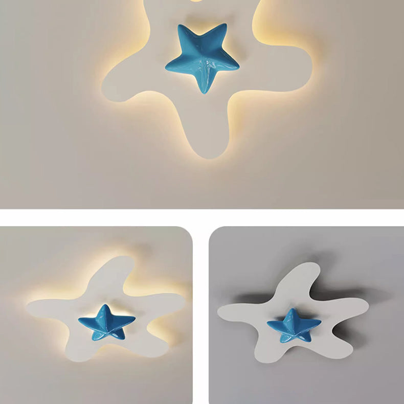 Modern Simplicity Star Iron Resin LED Flush Mount Ceiling Light For Bedroom