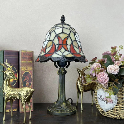 Traditional Tiffany Dome Iron Glass 1-Light Table Lamp For Study