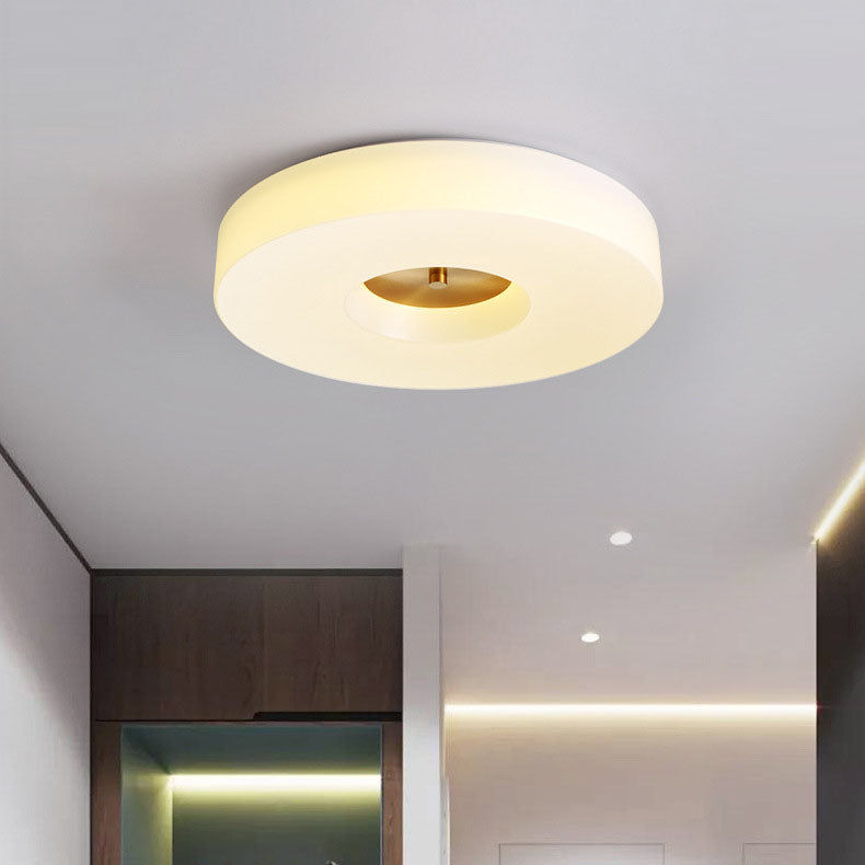 Modern Minimalist Copper Cylinder Acrylic LED Flush Mount Ceiling Light For Bedroom