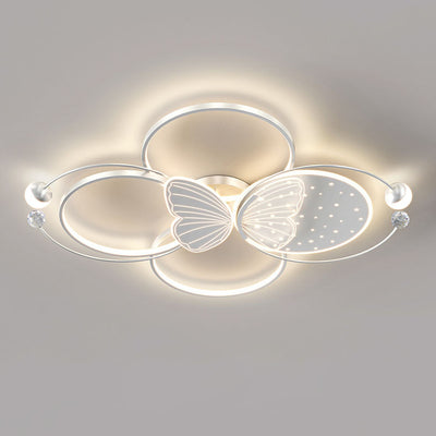 Contemporary Creative Acrylic Butterfly Iron LED Flush Mount Ceiling Light For Bedroom