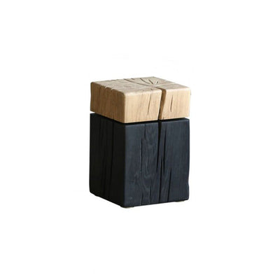 Contemporary Japanese Cuboid Crack Design Solid Wood End Table For Living Room