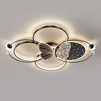 Contemporary Creative Acrylic Butterfly Iron LED Flush Mount Ceiling Light For Bedroom