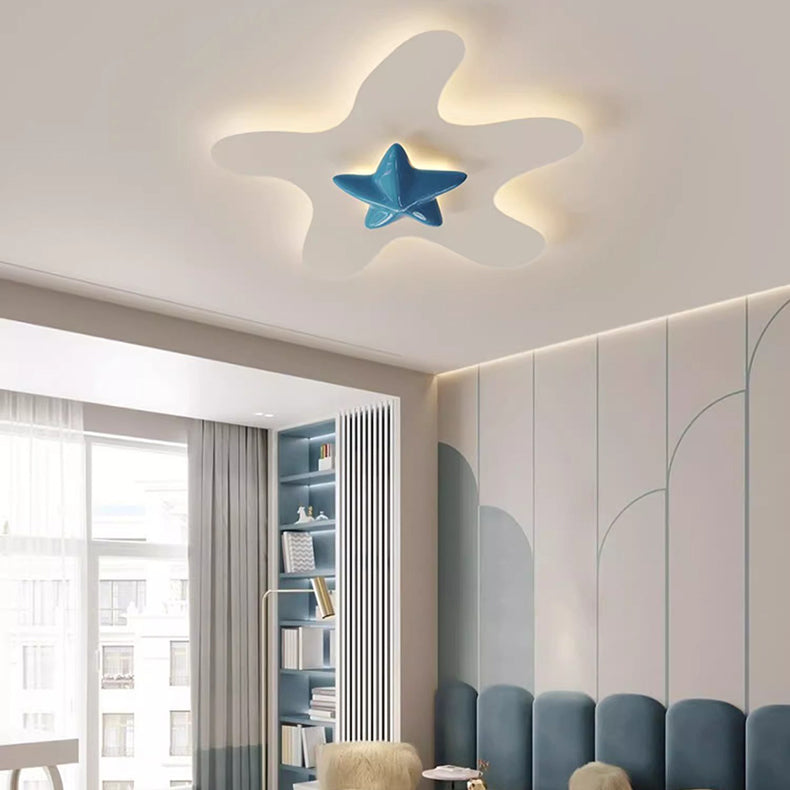 Modern Simplicity Star Iron Resin LED Flush Mount Ceiling Light For Bedroom