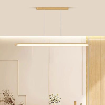 Modern Minimalist Long Oval Rectangle Iron Aluminum Acrylic LED Island Light Pendant Light For Dining Room