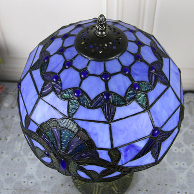 Traditional Tiffany Dragonfly Stained Glass Resin Base 1-Light Table Lamp For Home Office