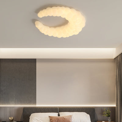 Modern Minimalist Crescent PE Iron LED Flush Mount Ceiling Light For Bedroom