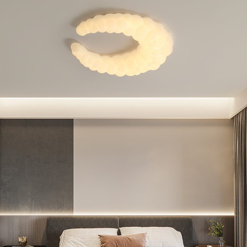 Modern Minimalist Crescent PE Iron LED Flush Mount Ceiling Light For Bedroom