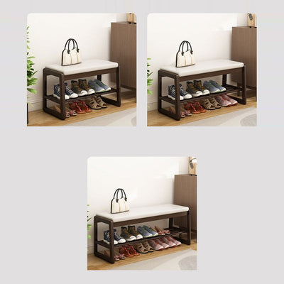 Contemporary Scandinavian Rectangle Tech Cloth Solid Wood Shoe Storage 1-Shelf For Entryways