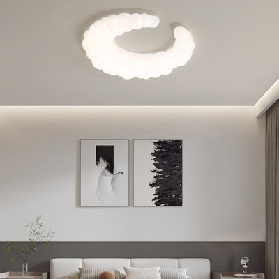 Modern Minimalist Crescent PE Iron LED Flush Mount Ceiling Light For Bedroom