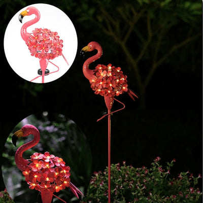 Contemporary Creative Waterproof Solar Flamingo Iron LED Outdoor Landscape Light For Garden