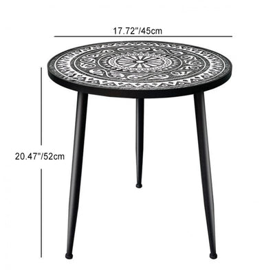 Contemporary Simplicity Pattern Wood Iron Round Coffee Table For Living Room