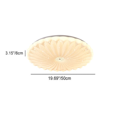 Modern Minimalist Round Sunflower Iron PVC LED Flush Mount Ceiling Light For Living Room