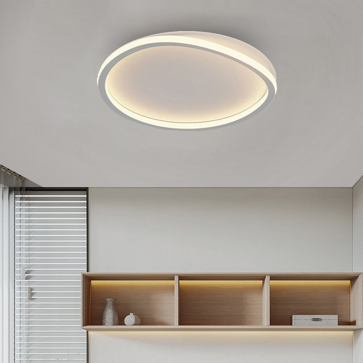 Modern Minimalist Irregular Overlapping Circles Acrylic Iron LED Flush Mount Ceiling Light For Bedroom