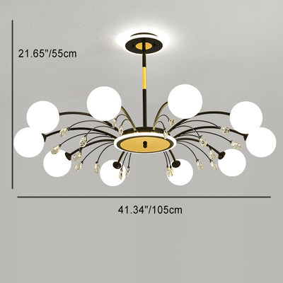 Modern Mid-Century Iron Spherical Glass Shade 6/8/10-Light Chandelier For Living Room